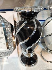 40Cm Black & Silver Floor Vase