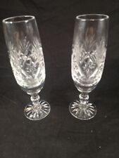 High Quality Pair Of Lead Cut Crystal Champagne Flutes 17.5 cm High VGC (#F)