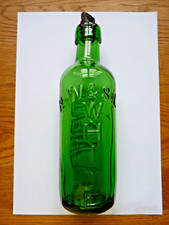 R. White R.W.& S. LD Antique Vintage Green Glass Bottle 9" ~ R WHITE LEMONADE