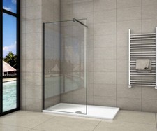 Aica Black Wet room Walk In Shower Enclosure Easy Clean Glass Screen