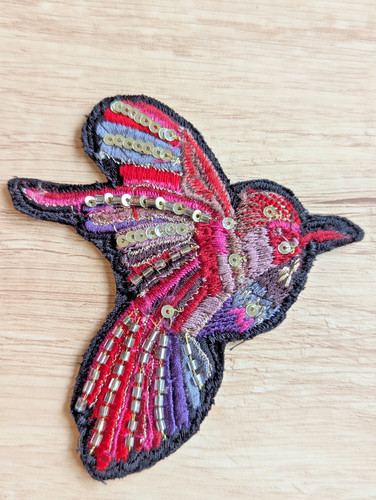 Beaded hummingbird embroidered - beaded,