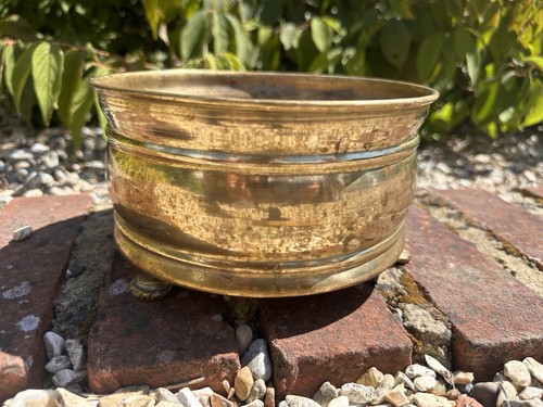 Vintage solid brass planter - brass,