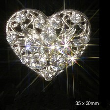 10 x FILIGREE HEART SILVER DIAMANTE EMBELLISHMENTS WEDDING CARD TOPPER SPARKLES