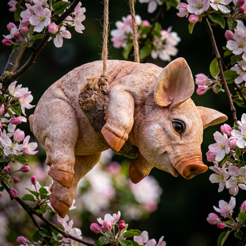 Pig piglet sculpture rope - pig, on