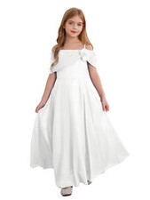 UK Kids Flower Girls Dress Chiffon Sleeveless Wedding Bridesmaid Party Ball Gown