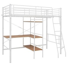 Bunk Bed with Table Frame Metal 3FT Single Loft Beds Multi Colours vidaXL