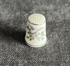 Vintage Royal Worcester thimble Blue Dove Birds Ceramic