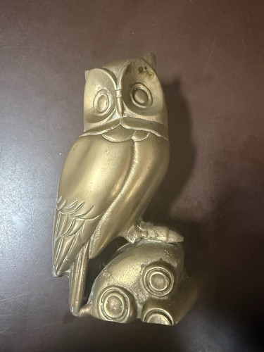 Brass owl high - brass, 6”