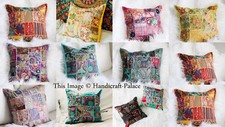 Indian Handmade Home Decor Floor Pillow Vintage Patchwork Cushion Cover 40x40cms