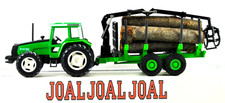 1:35 JOAL 254 VALMET 8400 FARM TRACTOR + TIMBER LOG TRAILER w/ CRANE + REAL WOOD