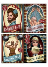Vintage Circus Poster Cutouts Decoration Pack 4