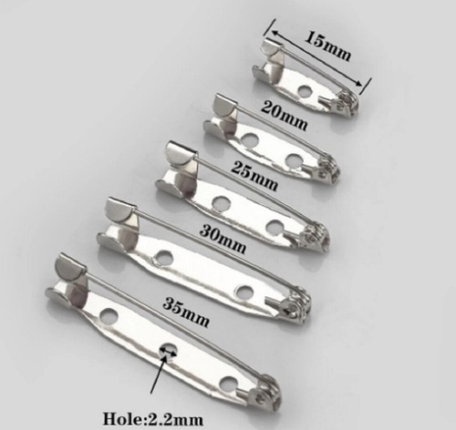 Rhodium silver blank brooch - rhodium,