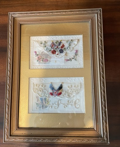 Framed ww1 embroidered silk - framed,
