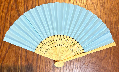 Blue folding hand fans wood - blue,