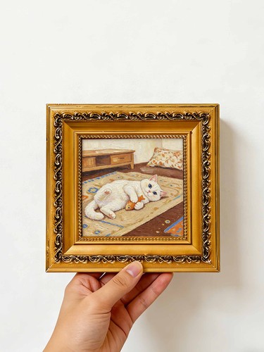 Cozy white cat toy rug - cozy,