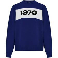 Bella Freud 1970 Chunky Oversize Blue Wool Jumper Sweater Size Large