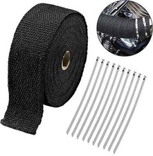 Car Exhaust Heat Wrap Tape Durable Heat Resistant 10 Stainless Ties 5CM x 5M NEW