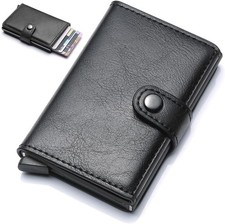 Card Holder Aluminum Pop up Wallet 15 Cards RFID Blocking Cash Slot Button Lock