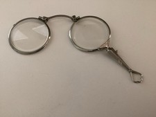 Antique Folding Lorgnette Silver Metal Opera Glasses