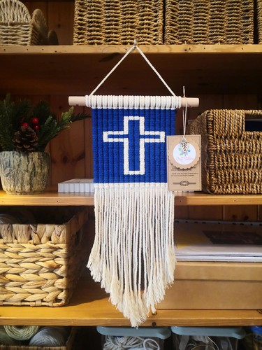 Christian cross wall art blue - cross,