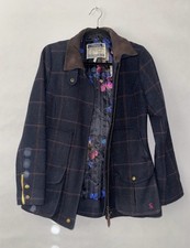 Jules Country Field Coat Navy Tweed Jacket Size 10