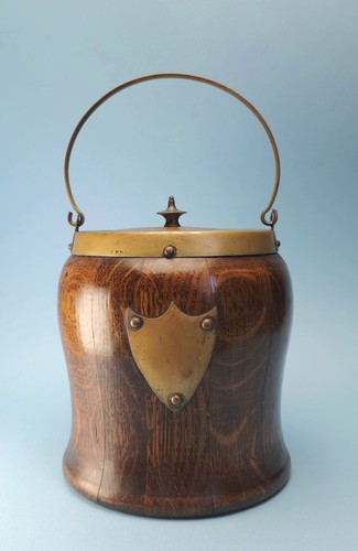 Vintage wooden biscuits barrel - biscuits,