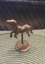 Antique Brass Horse Carousel. 3 Inch Hand Carved Unique Horse On Brass Stand