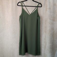 Topshop Womens Dress Olive Khaki Green Slip Size UK 10 Tall Double Straps Lined