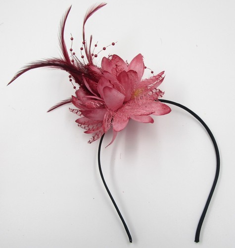 Flower feather hair fascinator - feather,