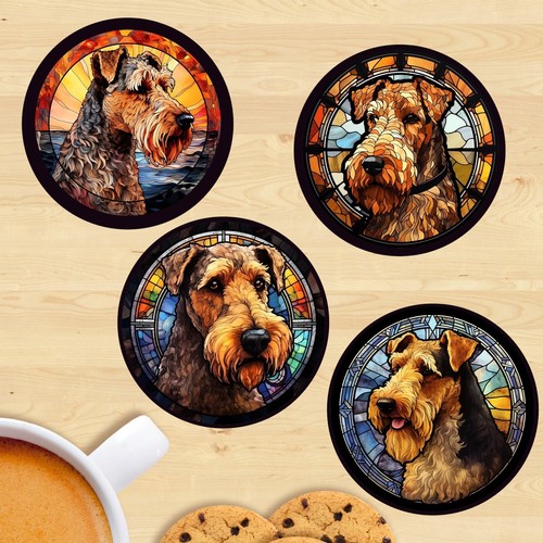 Pet dog coasters - dog, stained