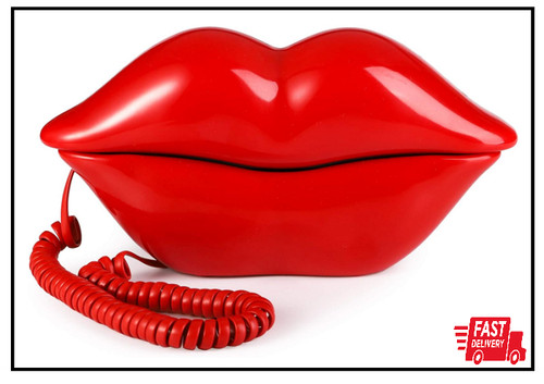 Red mouth telephone wired - red,