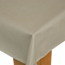 PLAIN HESSIAN TEXTURED BEIGE VINYL WIPE CLEAN PVC TABLECLOTH