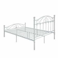 Double Bed Frame Metal Size 4ft6 Bedframe Solid Bedstead Base White