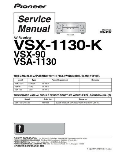 Service manual for - , pioneer