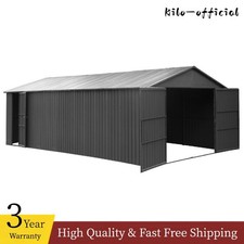 12x25 Outdoor Heavy-Duty Metal Garage Shed Carport Car Shelter with Double Doors