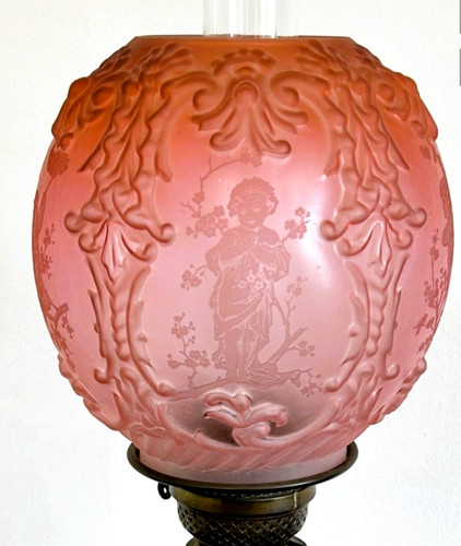 Antique cranberry glass relief - antique,
