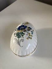 Vintage Royal Tara oval egg trinket box Blue Cornflower Galway IRISH