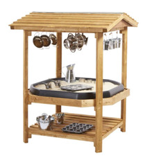 Outdoor Canopied Wooden Tuff Spot Tray Stand