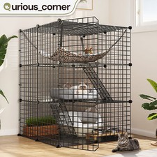 28"x41" Rabbit Hutch Kitty Cage Cat Catios Puppies Pet Cage Free Hammock 3 Tier