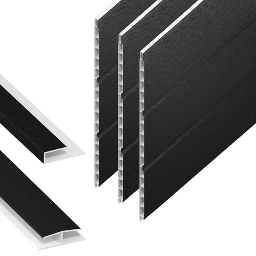 Hollow soffit board - black, 5m
