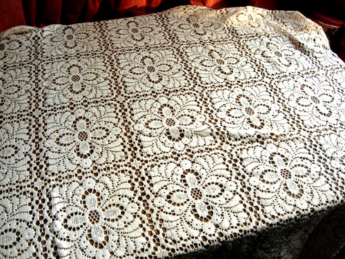 Vintage cream machined crochet