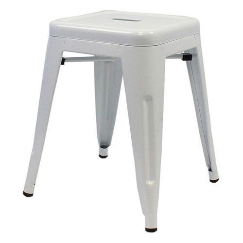 Tolix style low stool - low, white