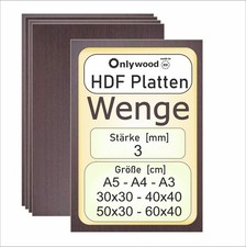 HDF MDF Boards - 3mm - Wenge - Wood Boards - For Laser/CNC - Onlywood