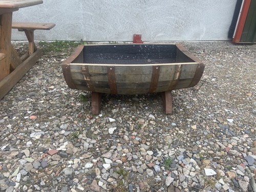 Solid half whisky barrel - solid, oak
