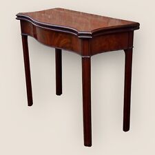 Antique Georgian 1780 Mahogany Serpentine Fronted Card Table with Green Baize