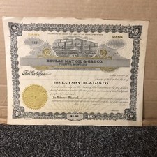 Oil Share Certificate / Bond - Beulah May Oil & Gas Co, Blank, Not Dated
