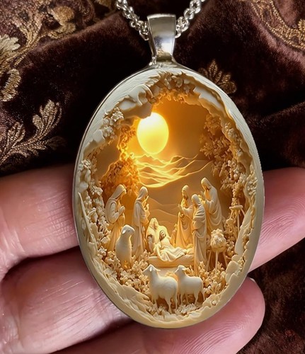 Oval nativity cameo glass - oval,