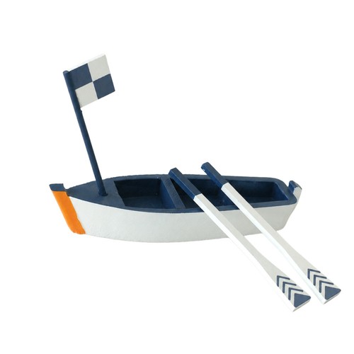 Wooden boat ornament checkered - wooden,