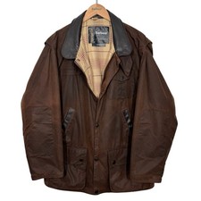 Barbour Bushman Wax Jacket Large Brown Vintage 00s Leather Collar Trims Country