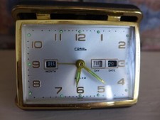 Vintage Coral Folding Travel Alarm Clock Date Month Made In Japan Working Rare